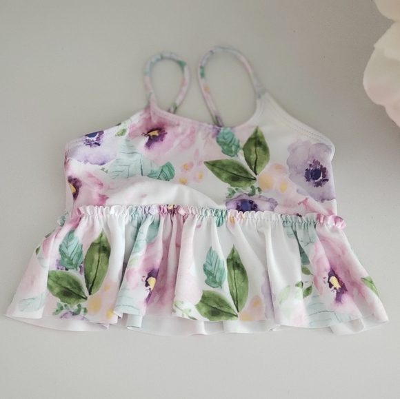 Celest Floral Mini Girls Peplum Swim Top - Picture 6 of 6